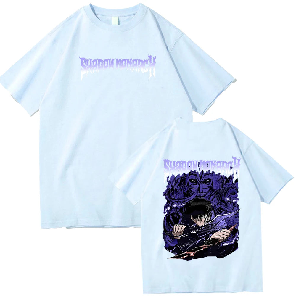 Anime Solo Leveling Shadow Monarch T-Shirts Man Women Summer Casual O-Neck Short Sleeve Shirts