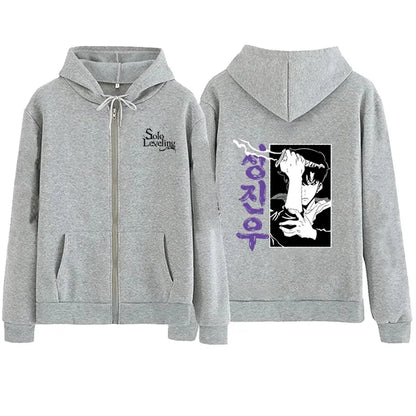 Anime Solo Leveling Printed Zipper Hoodies Women Men Autumn Winter Casual Harajuku Coat Fashion Fleece Long Sleeve Jacket Hoodie
