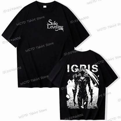 100% Cotton T-shirt for Men Solo Leveling Sung Jin-woo Cool Short Sleeve Tee Anime Fans Gifts High Quality Male Top T-shirts