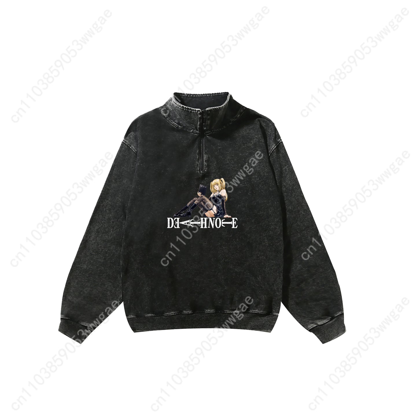 Death Note Retro Sweatshirt Man Woman Teenager Vintage Pullover Half Zipper Sweatshirt Anime Customized Top Long Sleeved Tshirt