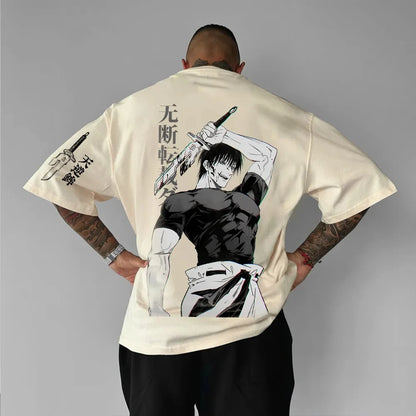Anime Jujutsu Kaisen Fushiguro Toji Men Women Oversized Summer T-shirt Harajuku Casual Fitness Retro Loose Short Sleeve Y2k Top
