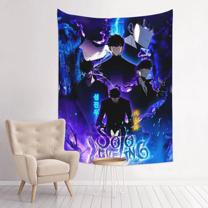 Anime Solo Leveling Tapestry Bohemian Polyester Wall Hanging Wall Decor Background Cloth Witchcraft Tapestries