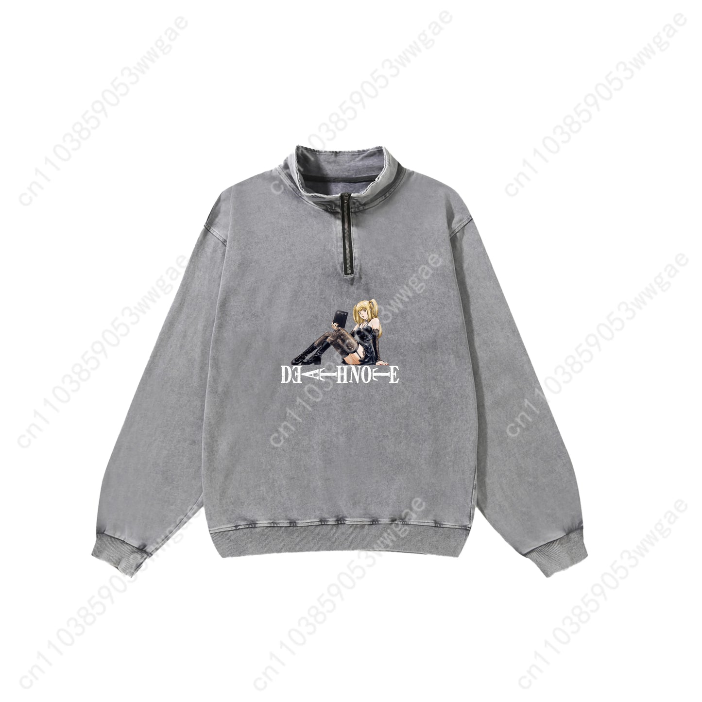 Death Note Retro Sweatshirt Man Woman Teenager Vintage Pullover Half Zipper Sweatshirt Anime Customized Top Long Sleeved Tshirt