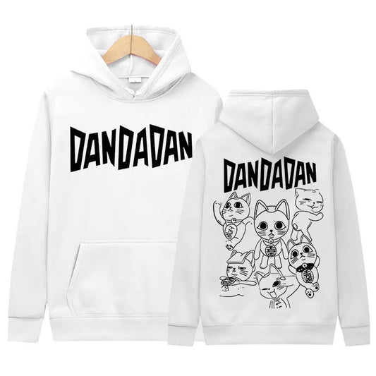 Japanese Anime Dandadan Okarun Dan Da Dan Graphic Hoody Funny Cat Style Men Women Fleece Sweatshirt Y2K Vintage Harajuku Hoodies