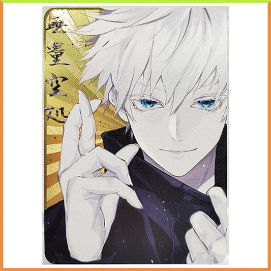 Anime Jujutsu Kaisen DIY ACG Tabletop Games Metal Laser Cards Satoru Gojo Toys for boys Collectible Cards Birthday Present