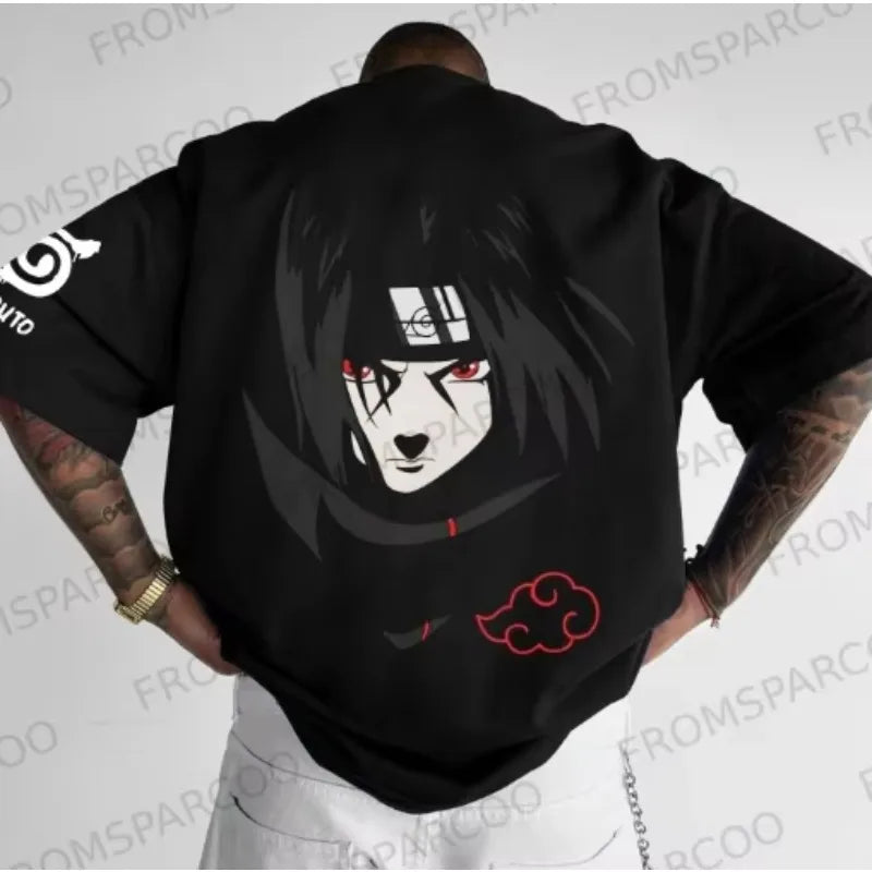 New Naruto Anime Peripheral Printing T-shirt Men's Summer Japanese Loose Casual Wear Large Size Children's Parent-child Top