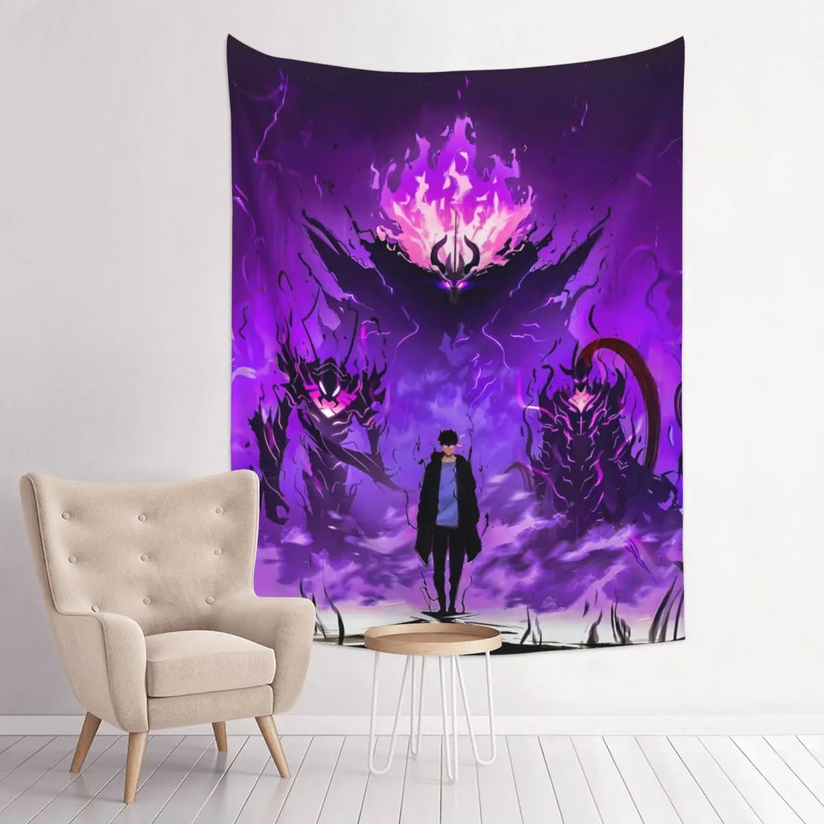 Anime Solo Leveling Tapestry Bohemian Polyester Wall Hanging Wall Decor Background Cloth Witchcraft Tapestries