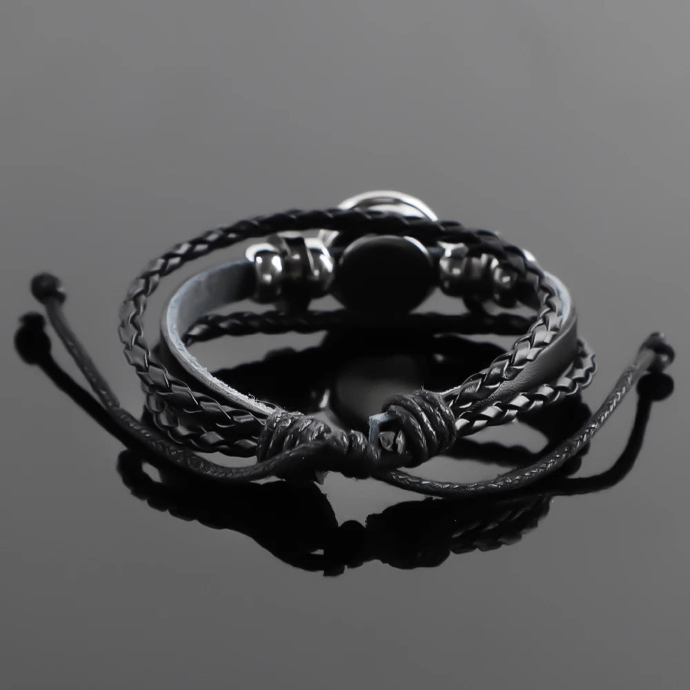 Death Note Design Vintage Leather Rope Bracelet Art Multilayer Braided Bracelets Bangles Handmade Charm Jewelry Gift