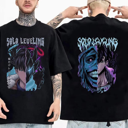 Solo Leveling Statue of God Shirt Sung Jinwoo Shirt Anime Graphic Tees Anime High Quality T Shirt Tops Streetwear