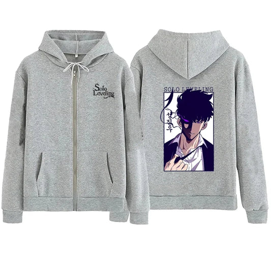 Anime Solo Leveling Printed Zipper Hoodies Women Men Autumn Winter Casual Harajuku Coat Fashion Fleece Long Sleeve Jacket Hoodie