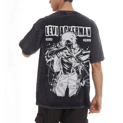 Attack on Titan Printed Short Sleeve T-Shirt Casual Summer Wear Men's Street Clothing Men's T-Shirt Washed and Old Comfortable