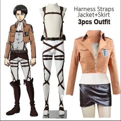 Jacket Pants Shingeki no Kyojin Cosplay Costumes Recon Corps Harness Belt Apron Skirt Scouting Legion Cape Cloak vl;6