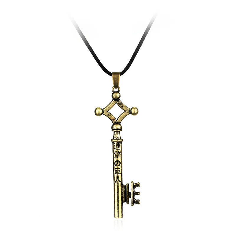 Attack On Titan Necklace Eren Key Shingeki No Kyojin Pendant Fashion Vintage Retro Anime Jewelry For Men Cosplay