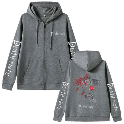 Anime Death Note Ryuk Graphic Zipper Hoodie Men Women Clothing Fashion Vintage Oversized Jacket Men's Cartoon Manga Merch Coat