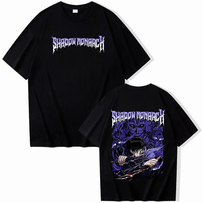 Anime Solo Leveling Shadow Monarch T-Shirts Man Women Summer Casual O-Neck Short Sleeve Shirts
