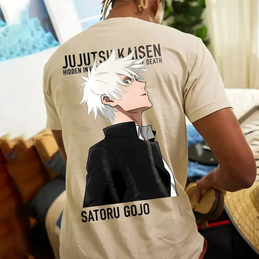 Jujutsu Kaisen Satoru Gojo Anime Men's T-shirt Summer Cotton Short Sleeve Graphic Tee Streetwear Casual Tops Cosplay Y2k Clothes