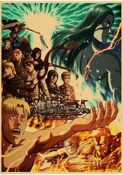 Attack on Titan Season  Eren Poster  Japanese Anime Classic Kraft Paper Wall Art Decor for Home  Room  Unique Prints  Stickers f