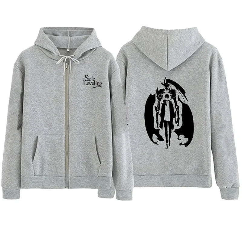 Anime Solo Leveling Printed Zipper Hoodies Women Men Autumn Winter Casual Harajuku Coat Fashion Fleece Long Sleeve Jacket Hoodie