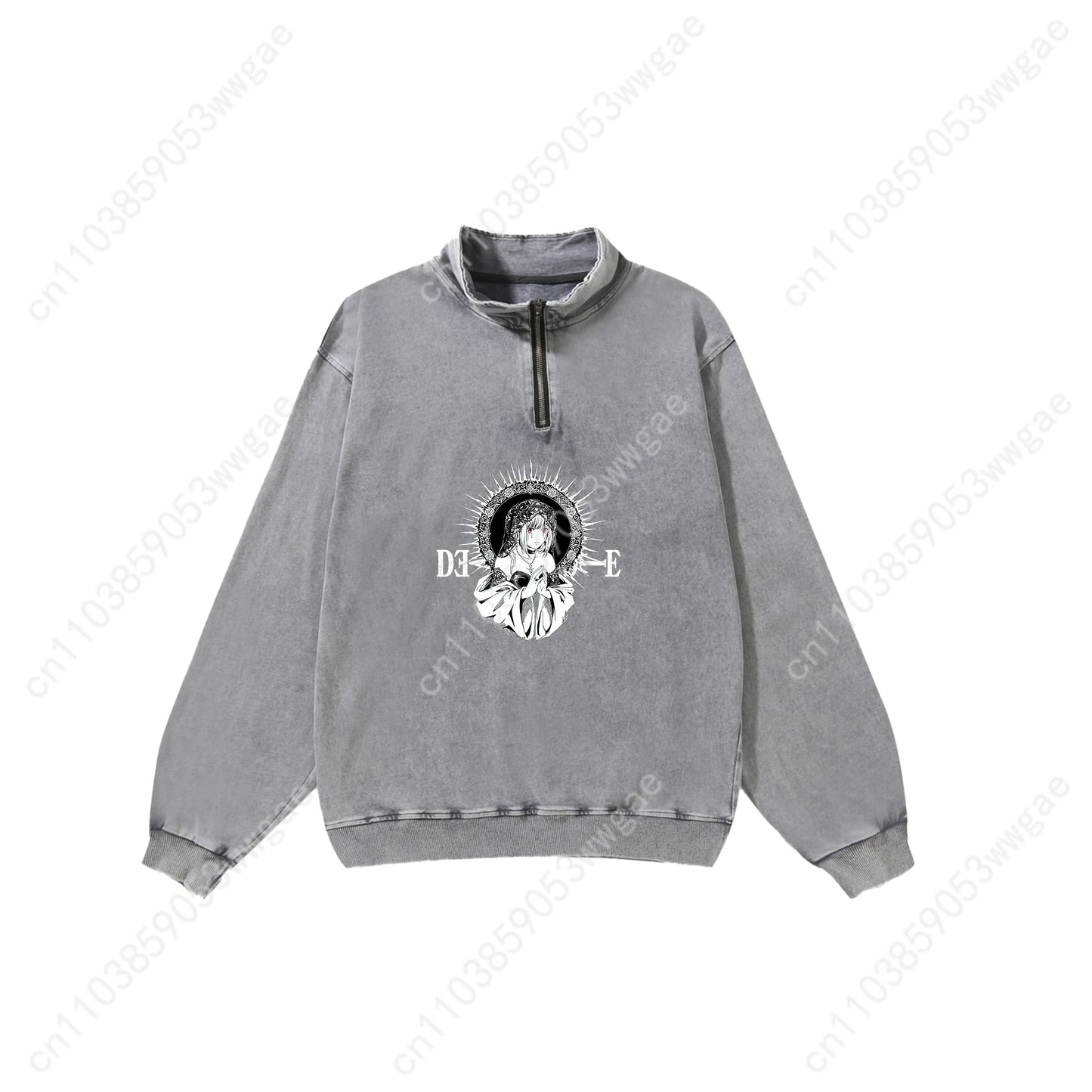 Death Note Retro Sweatshirt Man Woman Teenager Vintage Pullover Half Zipper Sweatshirt Anime Customized Top Long Sleeved Tshirt