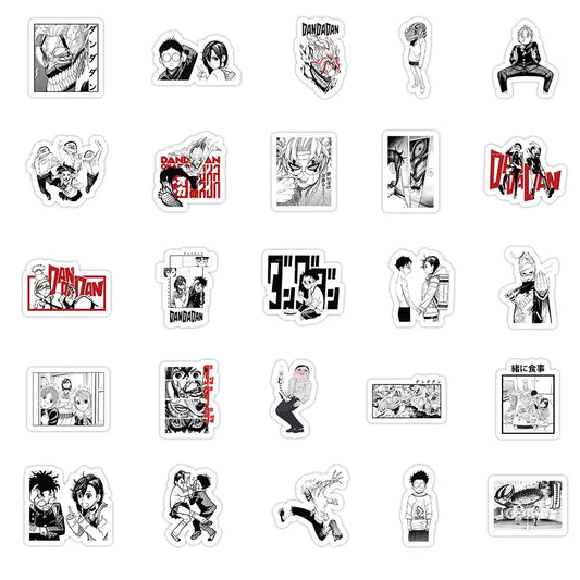 50PCS New DAN DA DAN Cartoon Stickers Funny Anime Graffiti Decoration Kids Toys Black White Style Decals Laptop Guitarr Car Bike