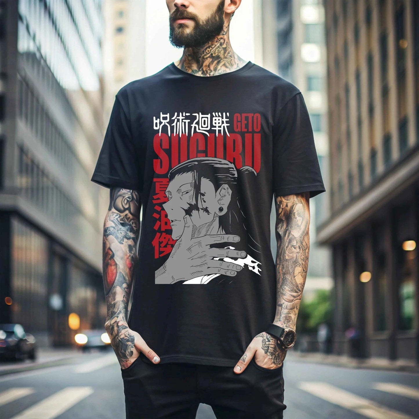 Jujutsu Kaisen Shirt Getou Jjk Anime Men's T-shirt Summer New Men's and Women's Streetwear