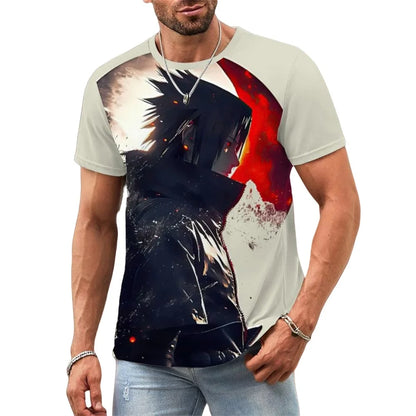 2025 Summer Hot-selling New Anime Naruto Series T-shirt 3D Fashion Short-sleeved Crew Neck Casual Street Breathable Top