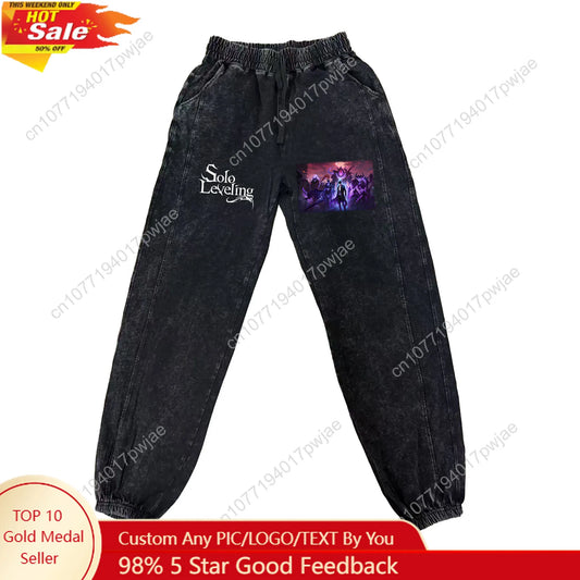 Anime Solo Leveling Sung Jin-Woo Pants Man Woman Teenager Vintage Trousers Cotton Elastic Sweatpant Custom Made Pant With Pocket