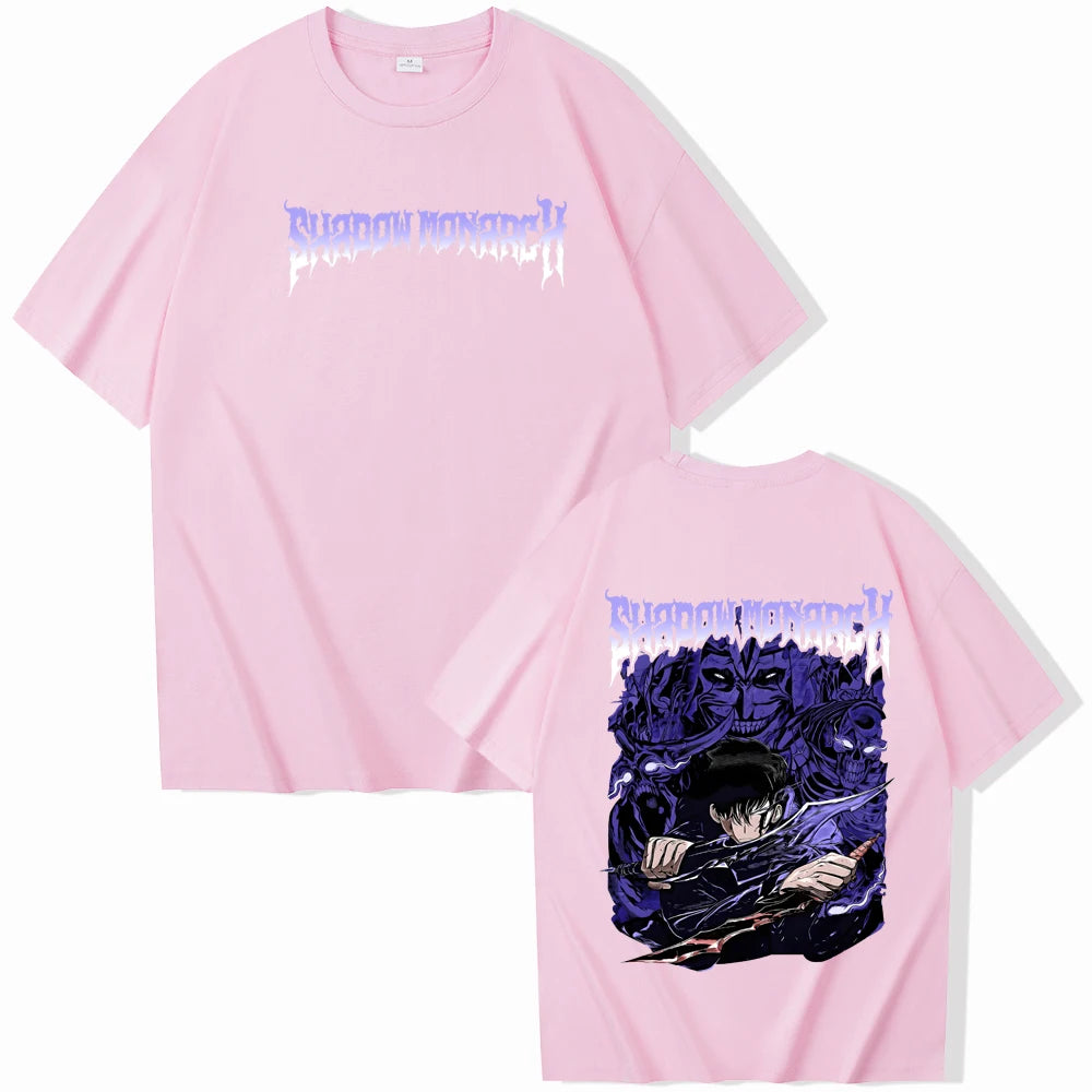 Anime Solo Leveling Shadow Monarch T-Shirts Man Women Summer Casual O-Neck Short Sleeve Shirts