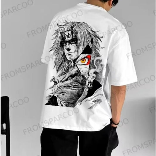 New Naruto Anime Peripheral Printing T-shirt Men's Summer Japanese Loose Casual Wear Large Size Children's Parent-child Top