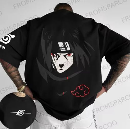 New Naruto Anime Peripheral Printing T-shirt Men's Summer Japanese Loose Casual Wear Large Size Children's Parent-child Top