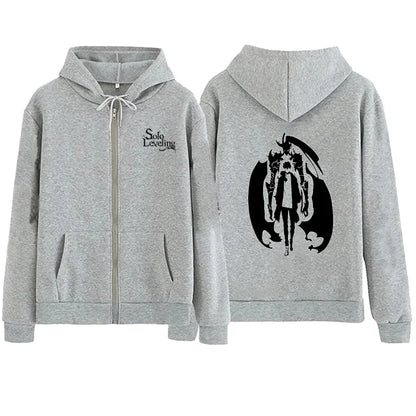 Anime Solo Leveling Printed Zipper Hoodies Women Men Autumn Winter Casual Harajuku Coat Fashion Fleece Long Sleeve Jacket Hoodie