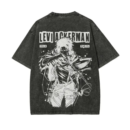 Attack on Titan Printed Short Sleeve T-Shirt Casual Summer Wear Men's Street Clothing Men's T-Shirt Washed and Old Comfortable