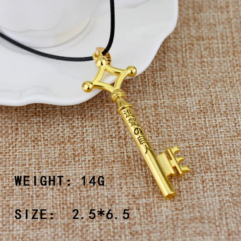 Attack On Titan Necklace Eren Key Shingeki No Kyojin Pendant Fashion Vintage Retro Anime Jewelry For Men Cosplay