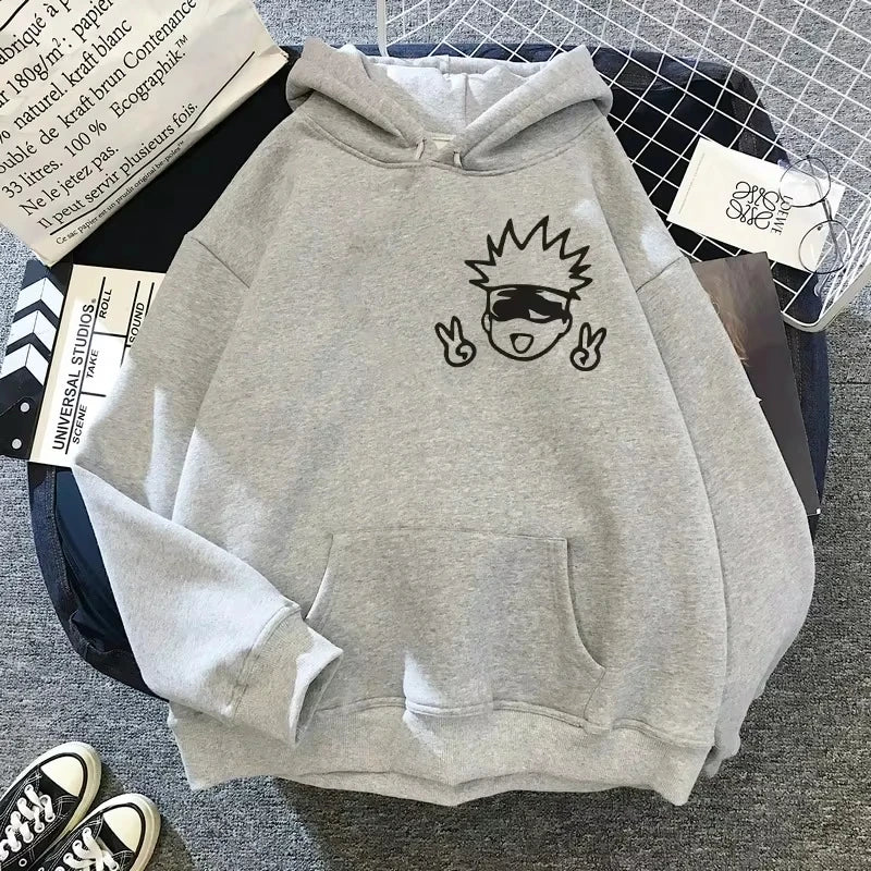 2025 Spring Autunm Unisex Jujutsu Kaisen Anime Hoodies Sweatshirts Large Animated DesignsKawaii Gojo Satoru Graphic Streetwear