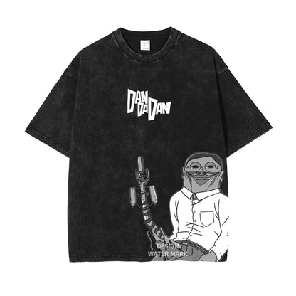DanDaDan T Shirt Anime Oversized Vintage Washed T-shirts Streetwear Retro Manga Ayase Momo Takakura Ken DTG Printing Top Tee Men