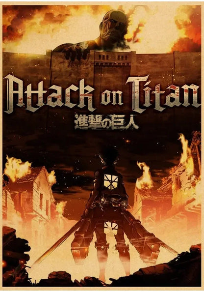 Attack on Titan Season  Eren Poster  Japanese Anime Classic Kraft Paper Wall Art Decor for Home  Room  Unique Prints  Stickers f