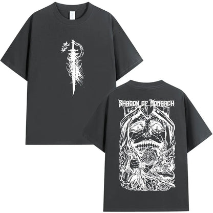 Japan Anime Solo Leveling Harajuku Style T Shirts Statue of God Sung Jinwoo Men Women Punk T-shirts Loose Cotton Manga T-shirt