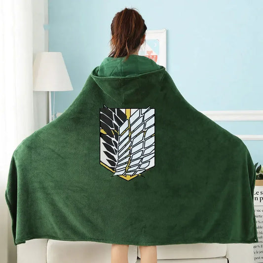 2024Titan Blanket Cloak Shingeki Kyojin Survey Corps Cloak Cape Flannel Cosplay Hoodie Droping shipping Gift