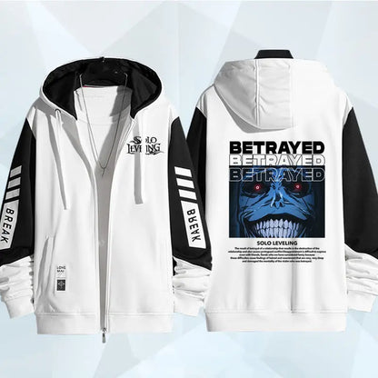 Anime Solo Leveling Print Hoodie for Men Zip Coat Outwear Autumn Winter Coat Casual Hoodies Hooded Sweatshirt Daily Wear