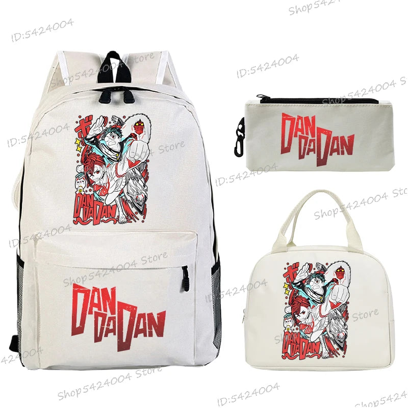 3Pcs Set Anime Dan Da Dan Backpack with Lunch Bags Pencil Case，Cartoon Ayase Momo Takakura Ken Print Women Men Schoolbag
