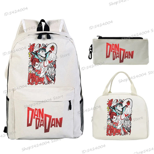 3Pcs Set Anime Dan Da Dan Backpack with Lunch Bags Pencil Case，Cartoon Ayase Momo Takakura Ken Print Women Men Schoolbag