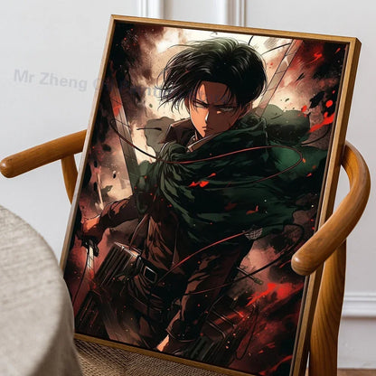 1PC Attack On Titan Poster Self-adhesive Art Waterproof Paper Sticker Coffee House Bar Room Wall Decor