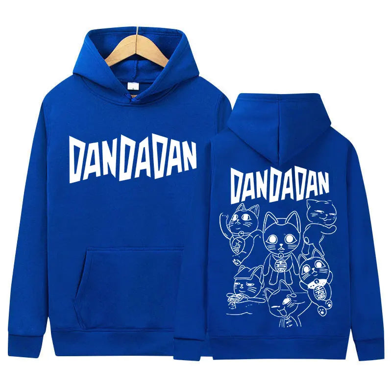 Japanese Anime Dandadan Okarun Dan Da Dan Graphic Hoody Funny Cat Style Men Women Fleece Sweatshirt Y2K Vintage Harajuku Hoodies