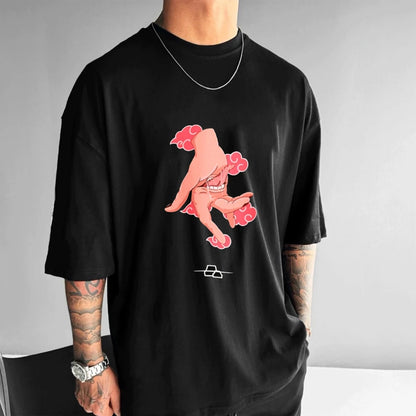 Oversized Men's T-shirt Anime Naruto Deidara Graphic Tee Streetwear Women Short Sleeved Tee Cotton Loose Y2k Clothes Top Summer
