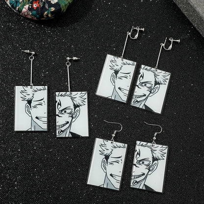 Anime Jujutsu Kaisen Figure Drop Earrings Itadori Yuji Ryomen Sukuna Acrylic Ear Accessories Cosplay Gift for Fans for Women Men