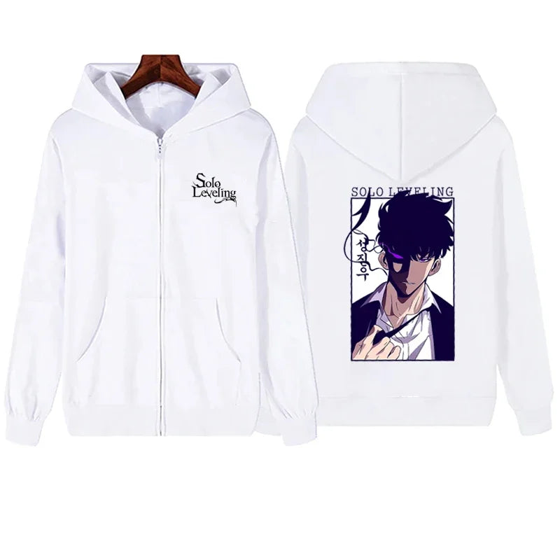Anime Solo Leveling Printed Zipper Hoodies Women Men Autumn Winter Casual Harajuku Coat Fashion Fleece Long Sleeve Jacket Hoodie