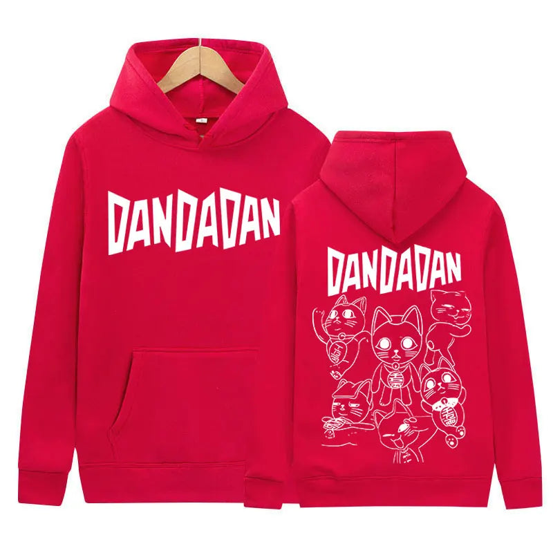 Japanese Anime Dandadan Okarun Dan Da Dan Graphic Hoody Funny Cat Style Men Women Fleece Sweatshirt Y2K Vintage Harajuku Hoodies