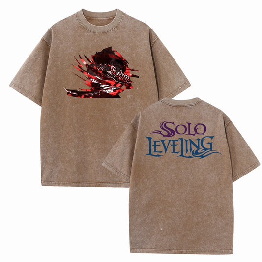 Solo Leveling Echo Vintage Summer O-Neck Short Sleeve Cotton T-Shirts