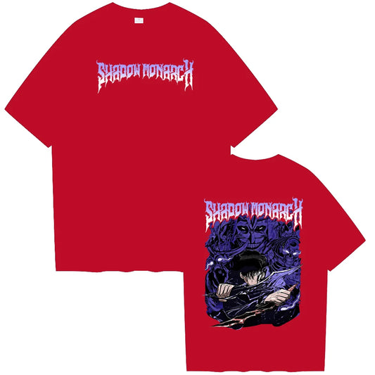 Anime Solo Leveling Shadow Monarch T-Shirts Man Women Summer Casual O-Neck Short Sleeve Shirts