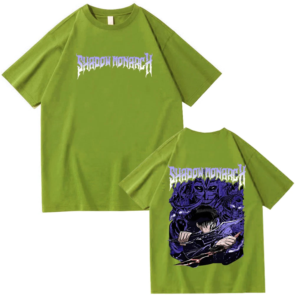 Anime Solo Leveling Shadow Monarch T-Shirts Man Women Summer Casual O-Neck Short Sleeve Shirts